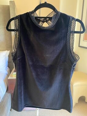 MINKPINK Black Velvet Sleeveless Lace-Trim Camisole